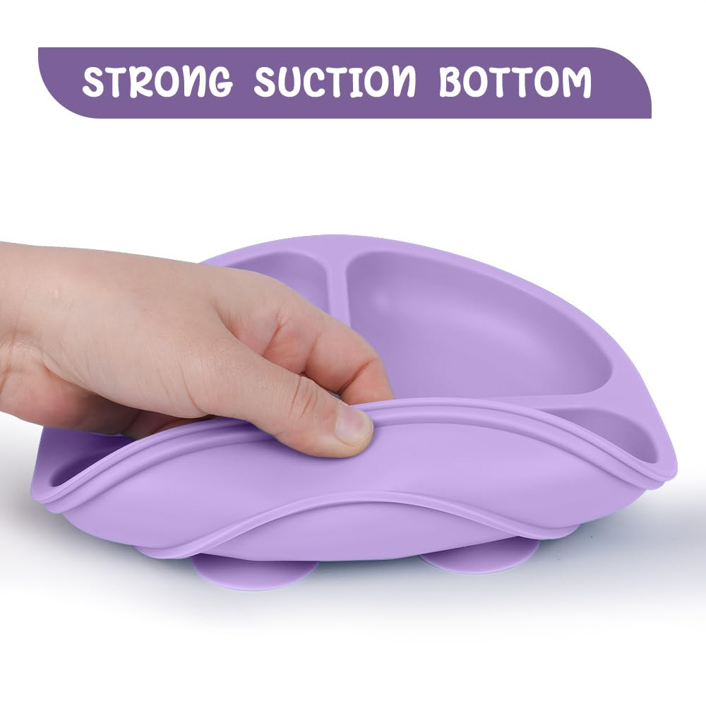 Vicloon Toddler Plates 3 Pcs Suction with Lids