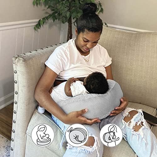 Boppy Anywhere Travel Nursing Pillow Soft Gray