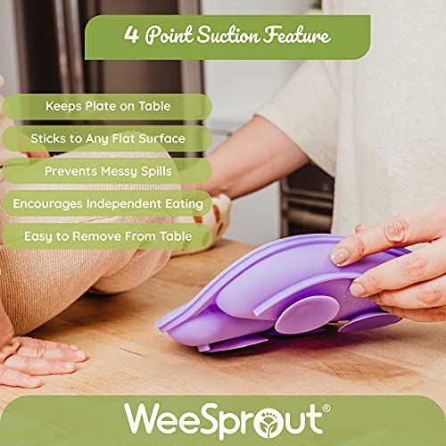 WeeSprout Suction Plates with Lids for Toddlers - 3 Pack