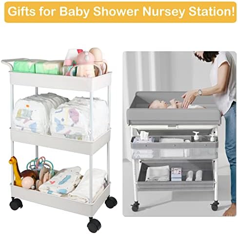 Volnamal Baby Diaper Caddy Movable Cart for Newborn Essentials