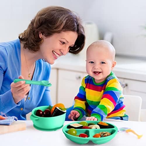 Chengu 9 Pcs Silicone Baby Suction Bowls and Plates Feeding Set