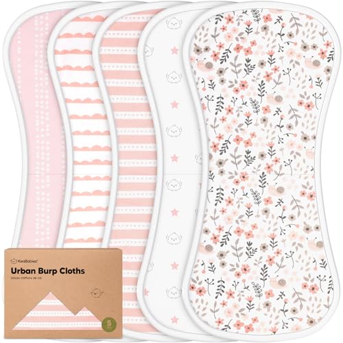 KeaBabies Organic Burp Cloths - 5-Pack Super Absorbent Soft Plush