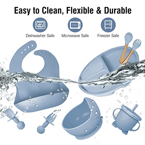 Mrkyy Silicone Baby Feeding Set with Divided Plate and Sippy Cup 1