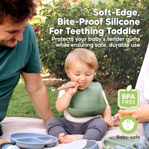 KeaBabies 3-Pack Silicone Baby Spoons for Self-Feeding