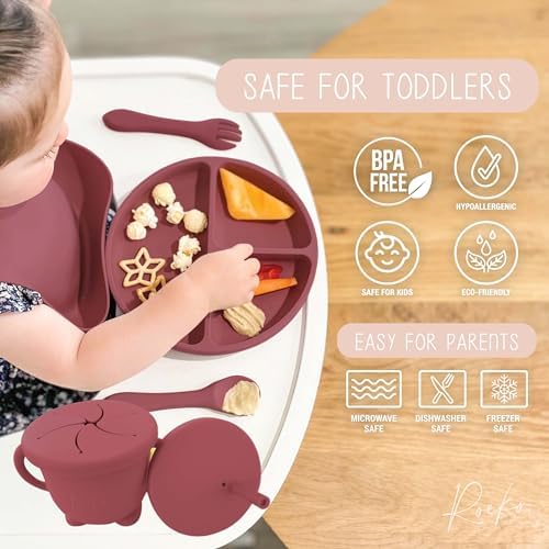 Roeko Silicone Baby Feeding Set - 9 Piece Self-Feeding Tools