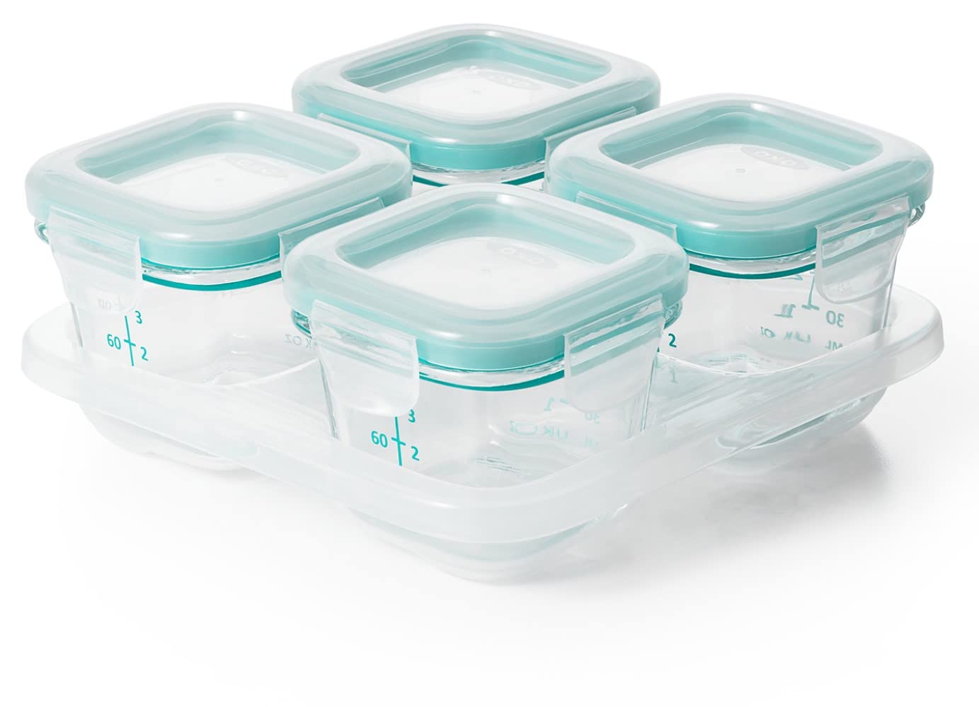 OXO Tot 4oz Glass Food Storage Containers Teal