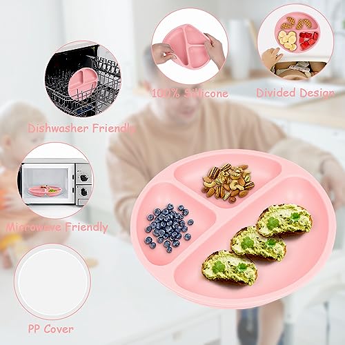 Vicloon Toddler Plates with Lids and Suction