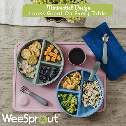 WeeSprout Set of 4 Bamboo Plates for Kids