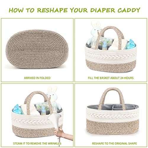 Maliton Diaper Caddy Organizer - Large Cotton Woven Basket