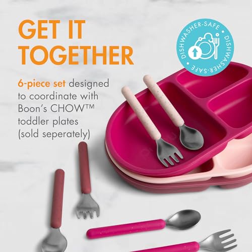 Boon Chow Toddler Flatware Set - 6 Pieces Magenta Mauve Pink