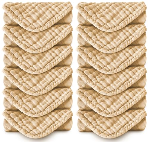 MOON PARK 12 Pack Washcloths - 12x12 Inches Ultra Soft 100 Cotton Muslin