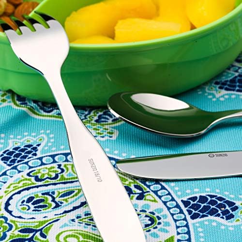 SUNZIO 12-Piece Kids Silverware Set with Travel Case