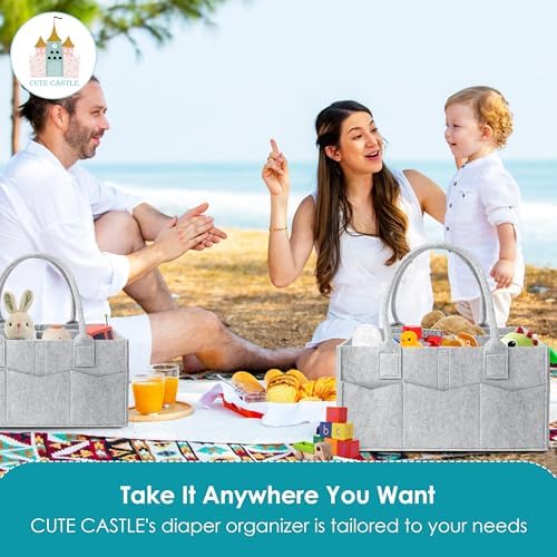 Cute Castle 2 Pack Diaper Caddy Organizer - Grey 1