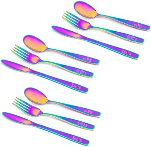 GlossyEnd 9 Piece Rainbow Kids Cutlery Set