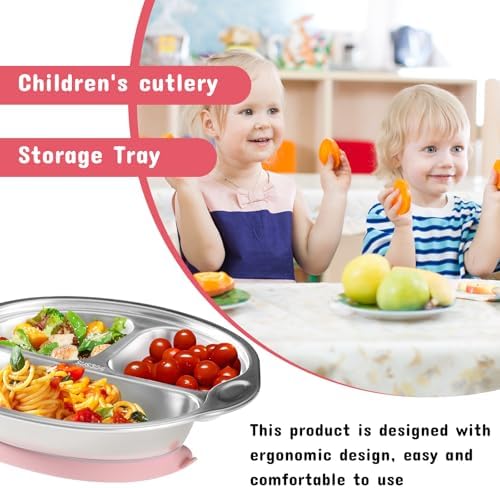 Mrs Chou Pink Stainless Steel Baby Suction Plates