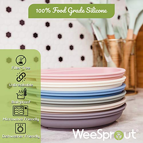 WeeSprout 3 Pack Silicone Plates with Lids for Babies and Toddlers