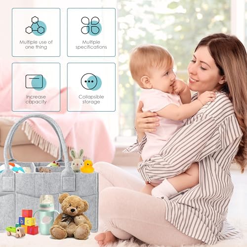 Cute Castle 2 Pack Diaper Caddy Organizer - Grey 1