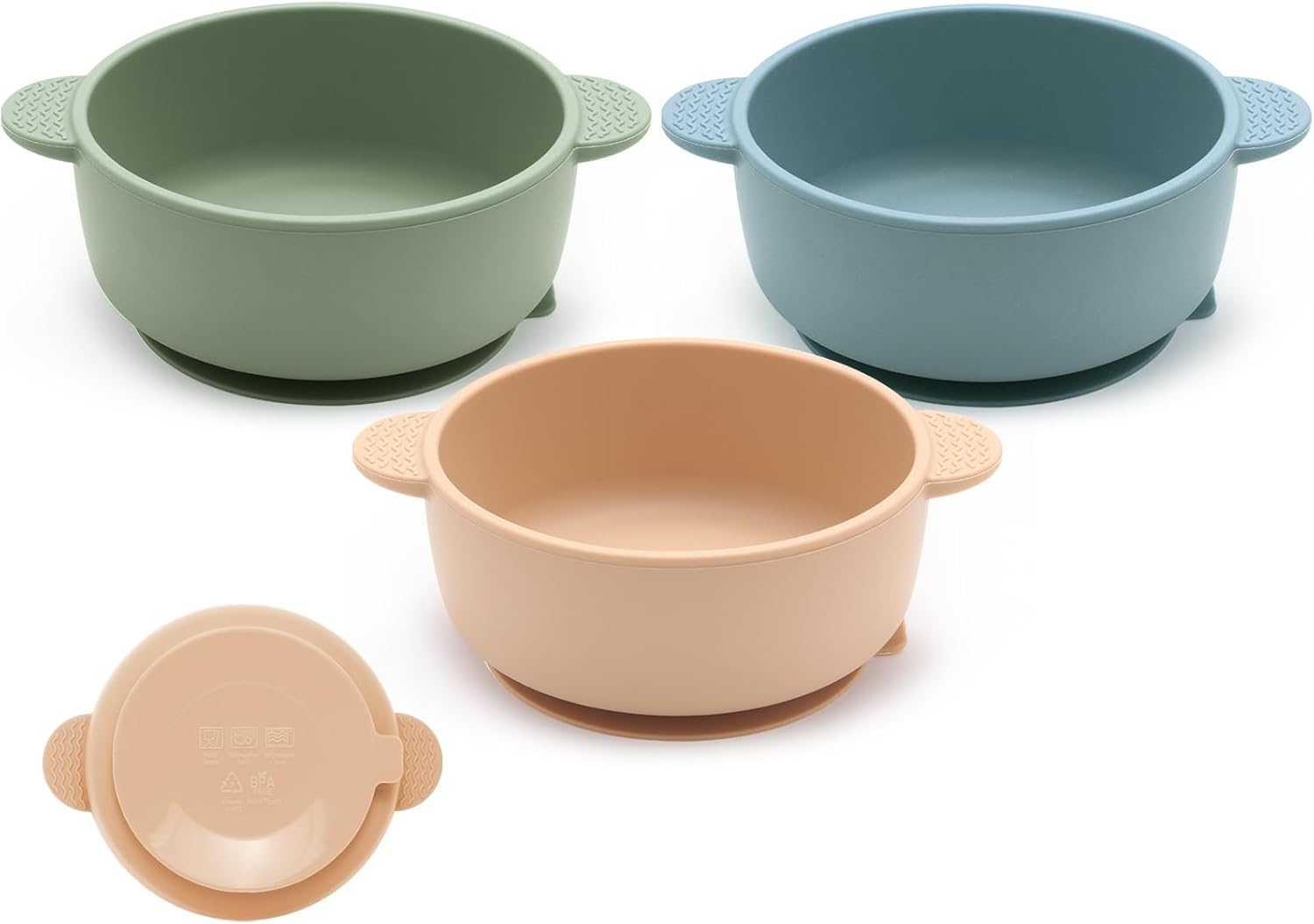 Eascrozn 3 Pack Baby Bowls with Suction Multicolor