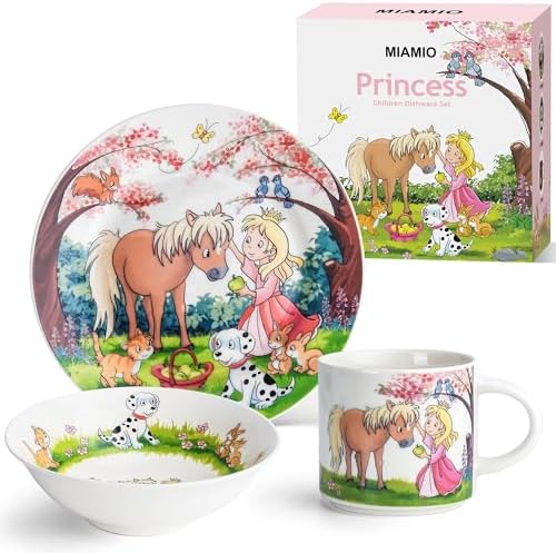 MIAMIO Set of 3 Kids Dinnerware Set - Princess Design
