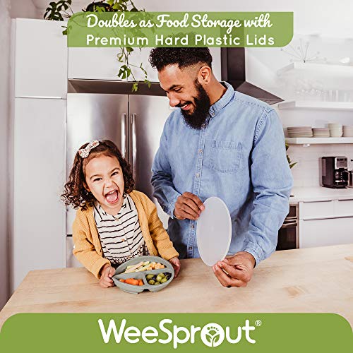 WeeSprout 3 Pack Silicone Plates with Lids for Babies and Toddlers