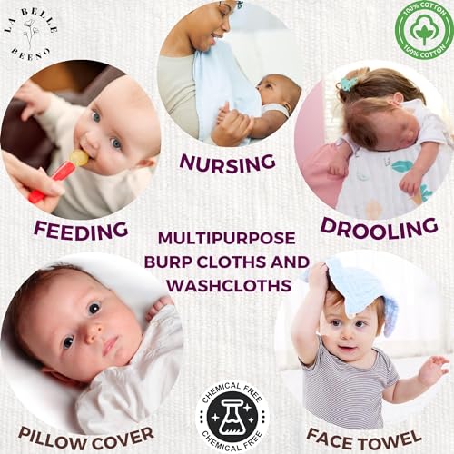 La Belle Beeno 11-Pack Baby Muslin Burp Cloths Washcloths