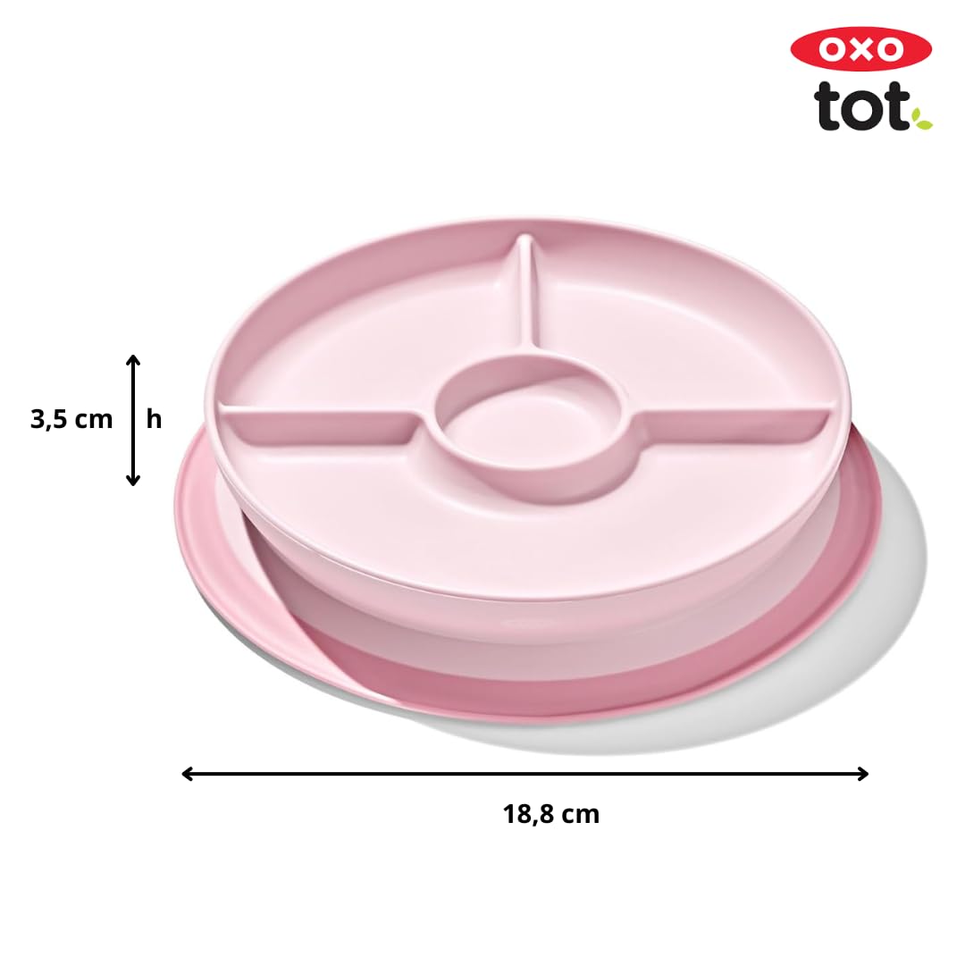 OXO Tot Stick and Stay Suction Divided Plate - Blossom 1