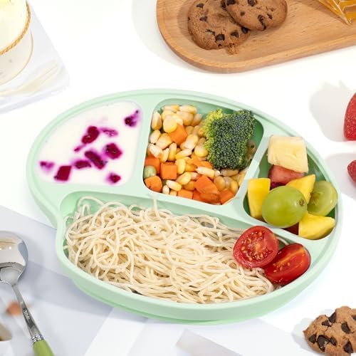 LiZhao Baby Suction Plates with Lids - Divided Design Toddler Plates