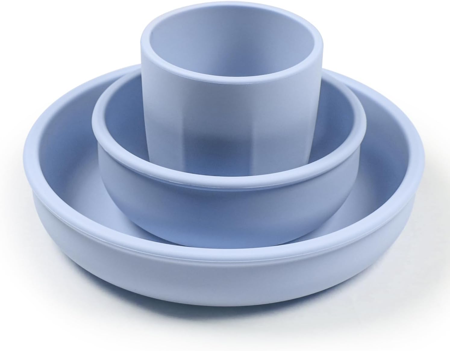 Silicone Plate Bowl Cup Set for Kids Blue