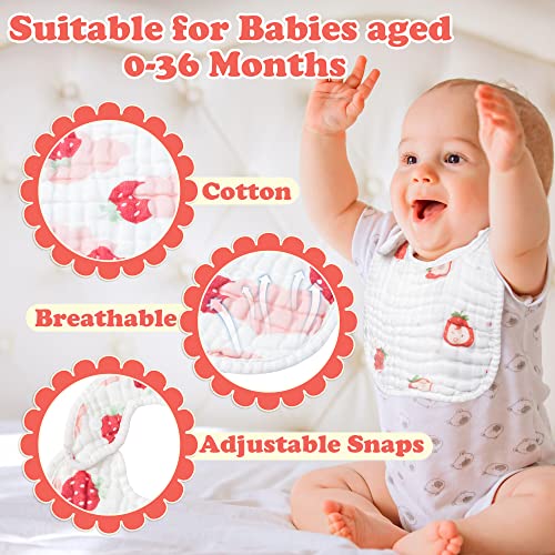 Zainpe 6Pcs Snap Muslin Baby Bibs with 6 Layers