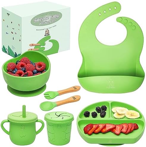 Digi Baby Led Weaning 7 Piece Silicone Feeding Set - Green