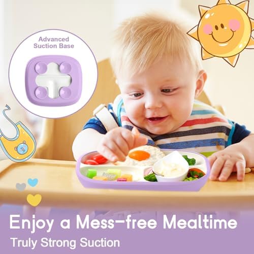 Domensi 3-Piece Suction Porcelain Plates for Kids