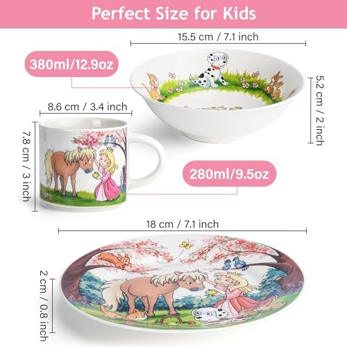 MIAMIO Set of 3 Kids Dinnerware Set - Princess Design