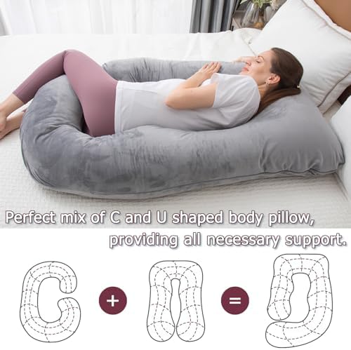 MOON PINE Pregnancy Pillow with Dark Grey Cover