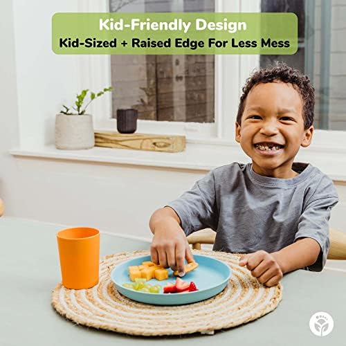 WeeSprout Bamboo Plates with Lids Set of 4 Kid-Sized