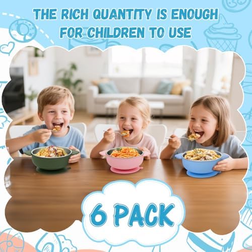 Tikmos 6 Pack Baby Bowls with Suction