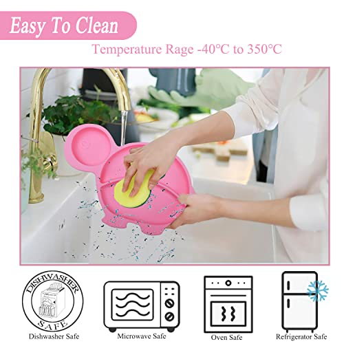 NICINGU Silicone Suction Plate Set for Toddlers - Pink
