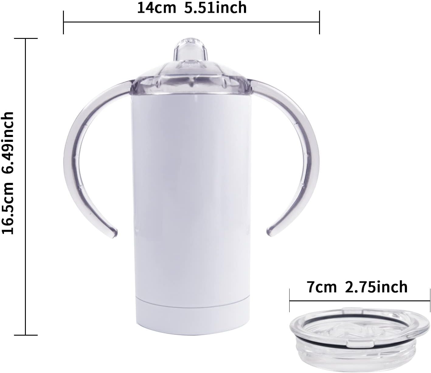 OKBA 6-Pack 12 Oz Sublimation Sippy Cups with Handles and Lids