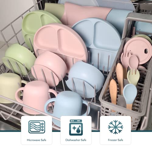 8 Piece Baby Feeding Set with Suction and Bibs
