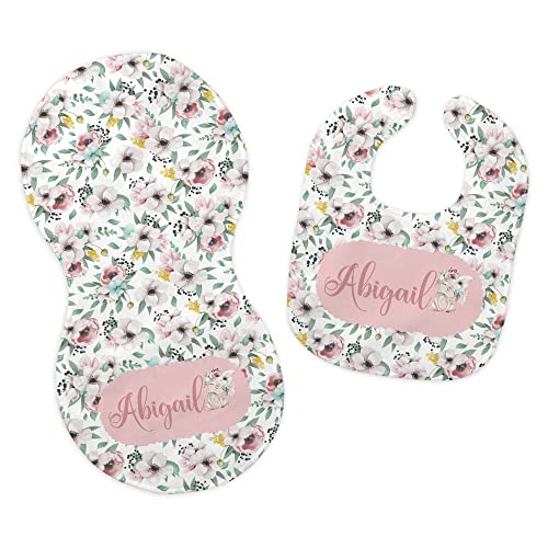 Personalized Baby Name Easter Bunny Feeding Cloth Set