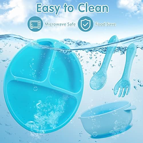 Chengu 9 Pcs Silicone Baby Suction Plates Bowls Feeding Set 1