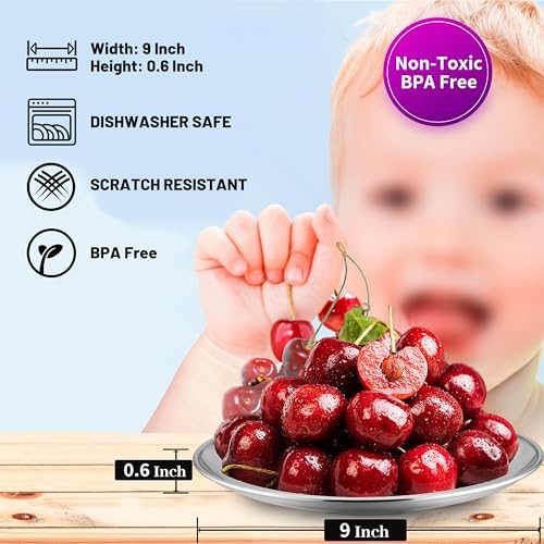 HaWare 6-Piece 304 Stainless Steel Plates for Kids