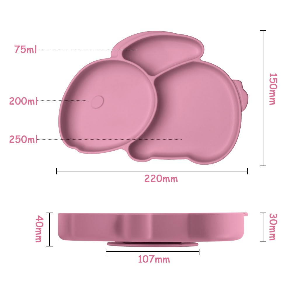Vicloon Toddler Plates with Suction and Divided Compartments