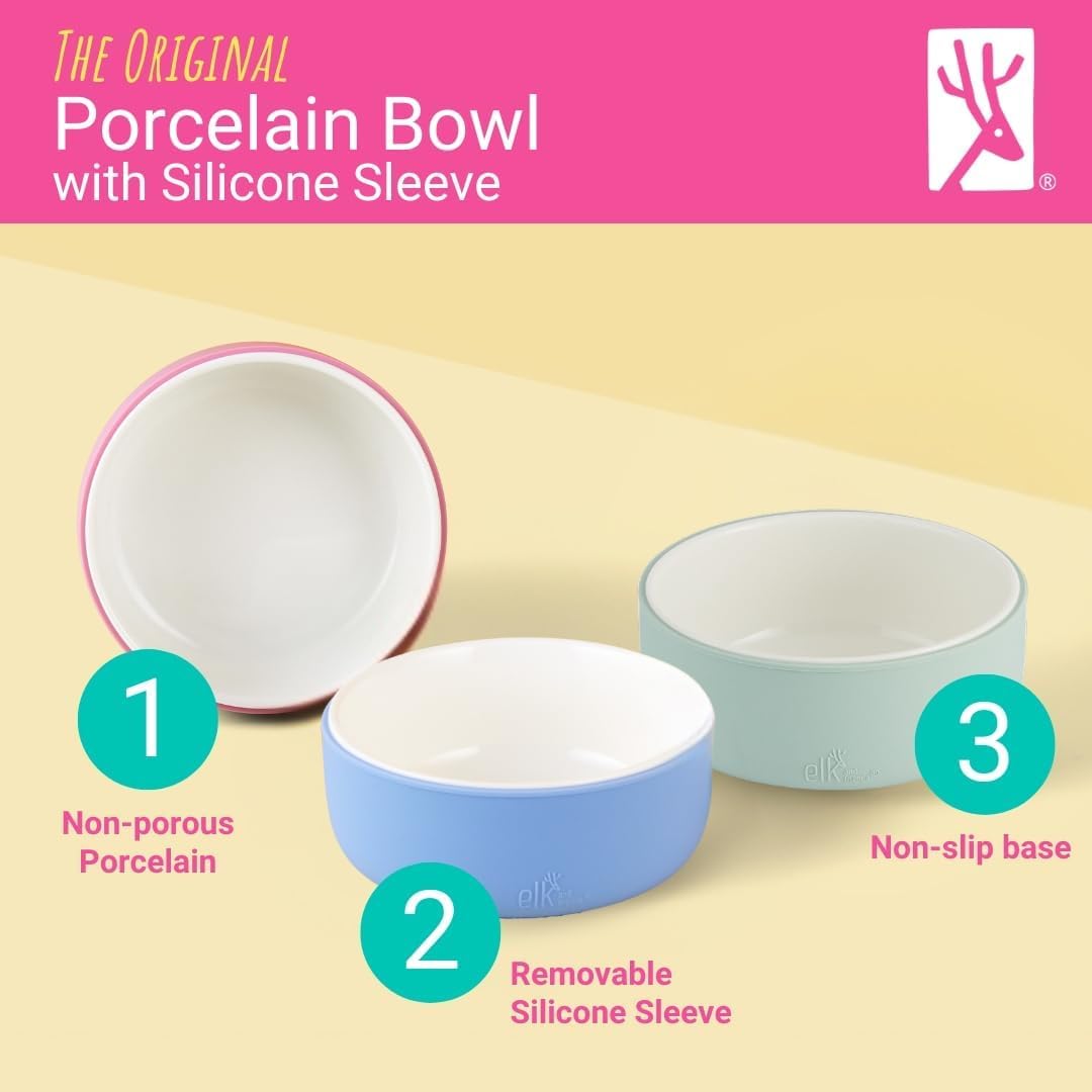 Elk and Friends Porcelain Bowls with Silicone Sleeve Set