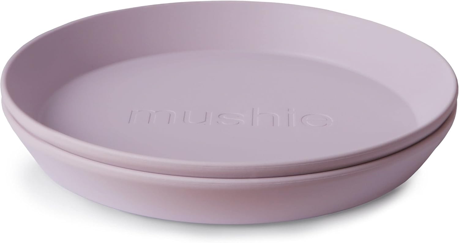 Mushie Round Dinnerware Plates for Kids Set of 2 Soft Lilac