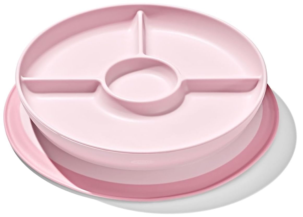 OXO Tot Stick and Stay Suction Divided Plate - Blossom 1