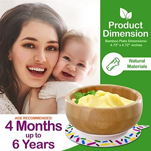 NutriChef Bamboo Feeding Bowl with Spoon and Suction Base