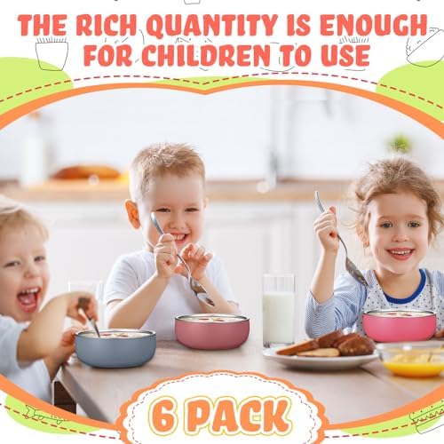 Nuogo 6 Pcs 304 Stainless Steel Baby Bowls with Silicone Shell