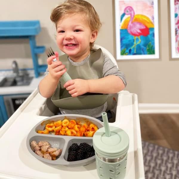 Elk and Friends Suction Plate Stainless Steel Feeding Set for Babies
