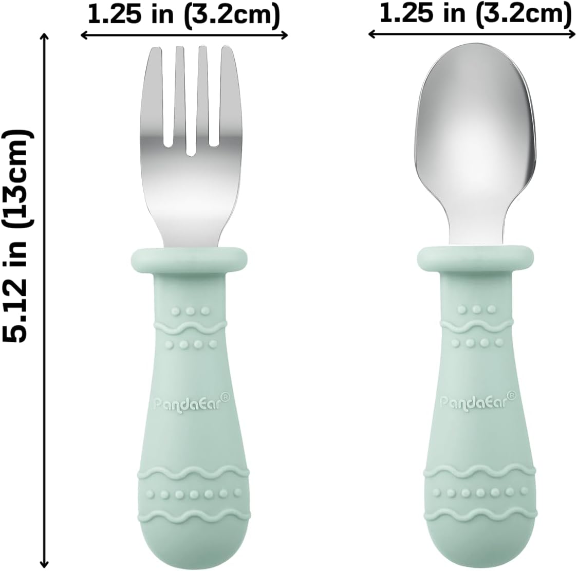 PandaEar Baby Feeding Set 2 Pack Silicone Stainless Steel 1