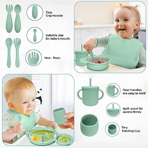DELICADOU 9-Piece Baby Led Weaning Set with Turtle Shape